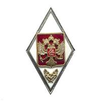 Значок Ромб Военная Академия РФ (белый с красной подложкой)